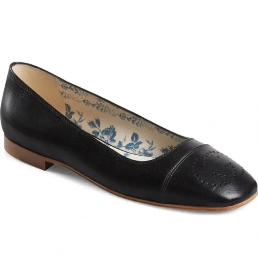 Gucci Black Leather Ballet Flats